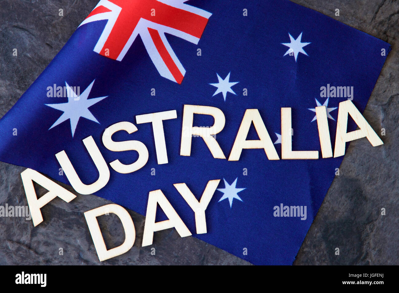 Australia Day und Flagge. Stockfoto