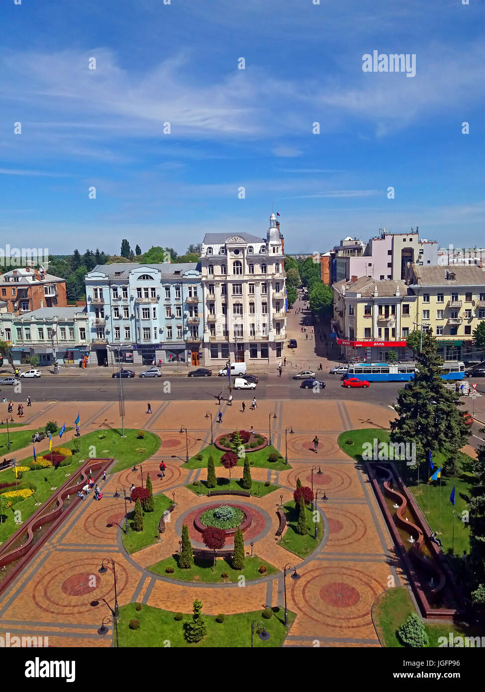 WINNYZJA, UKRAINE 18. Mai 2017 Ansicht der Soborna Square und