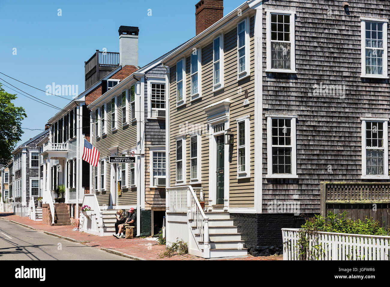 Charmante Wohnungen, Nantucket, Massachusetts, USA. Stockfoto