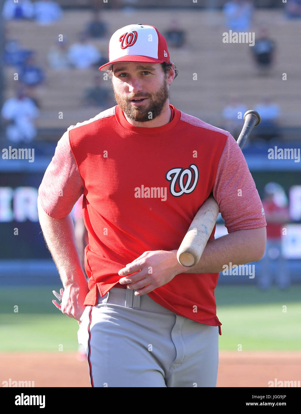 Los Angeles, Kalifornien, USA. 5. Juni 2017. Daniel Murphy (Nationals) MLB: Daniel Murphy von der Washington Nationals vor dem Hauptliga-Baseball-Spiel gegen die Los Angeles Dodgers im Dodger Stadium in Los Angeles, Kalifornien, USA. Bildnachweis: AFLO/Alamy Live-Nachrichten Stockfoto