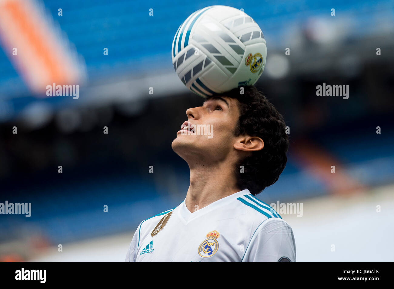 Jesus Vallejo Durante Su Vorstellung Oficial Como Nuevo Jugador del Real Madrid. 07.07.17 Stockfoto