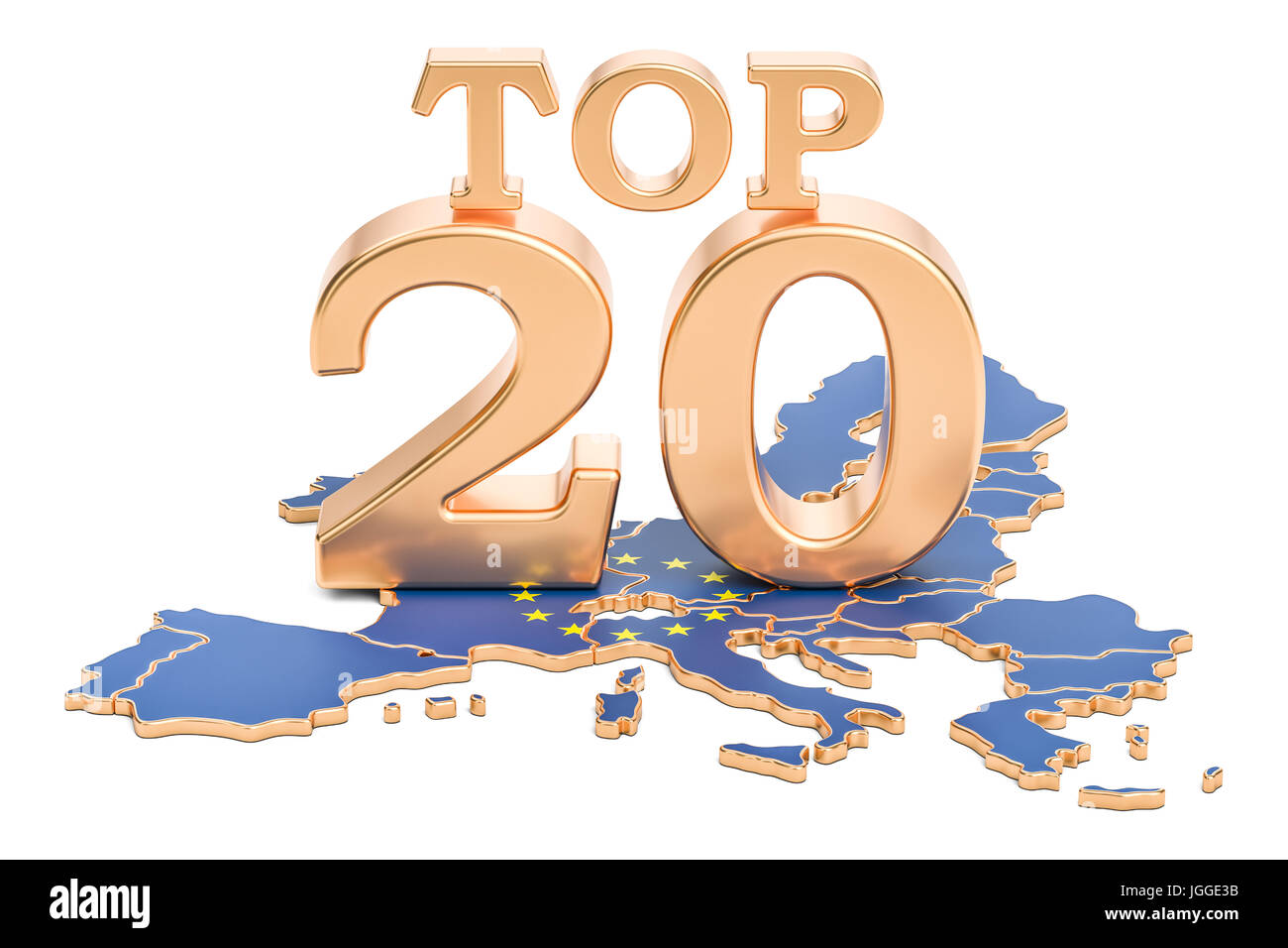 Europäische Top-20-Konzept, 3D-Rendering isolierten auf weißen Hintergrund Stockfoto