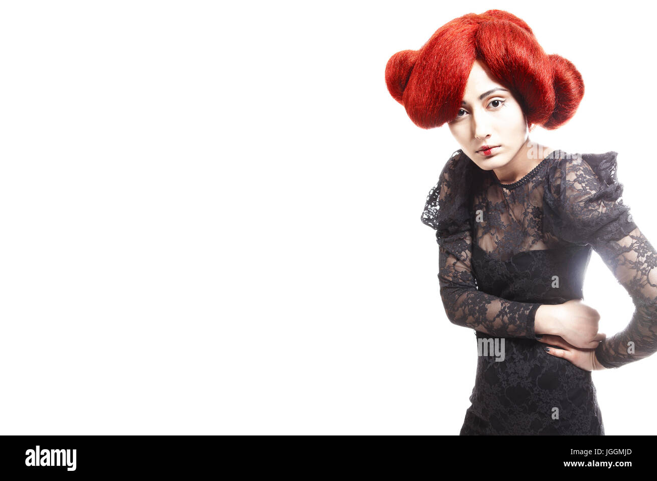 Geisha Attraktiv schöne bunte Haar Frisur Stockfoto
