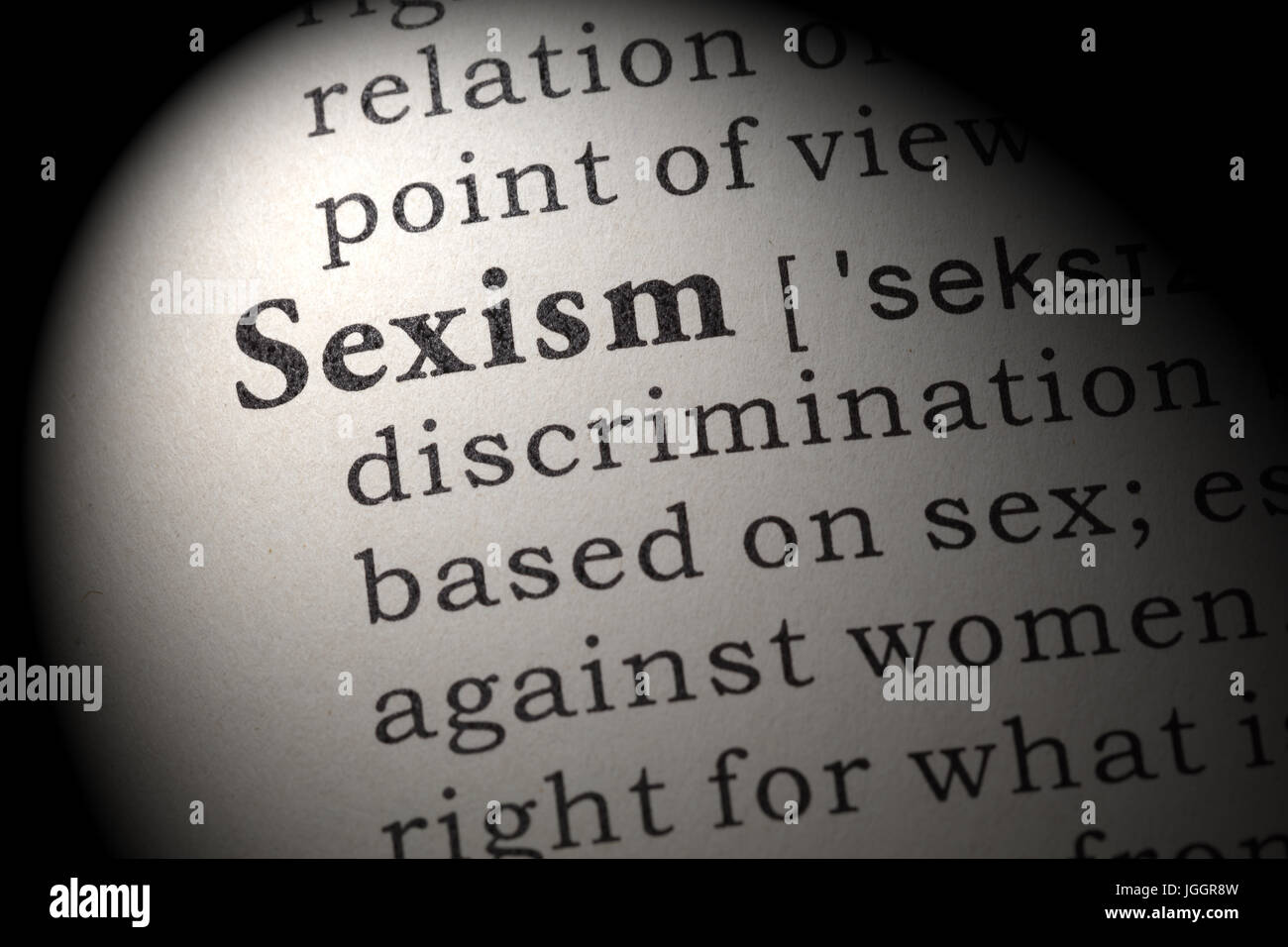 Gefälschte Wörterbuch, Wörterbuch-Definition des Wortes Sexismus. einschließlich der wichtigsten beschreibende Wörter. Stockfoto