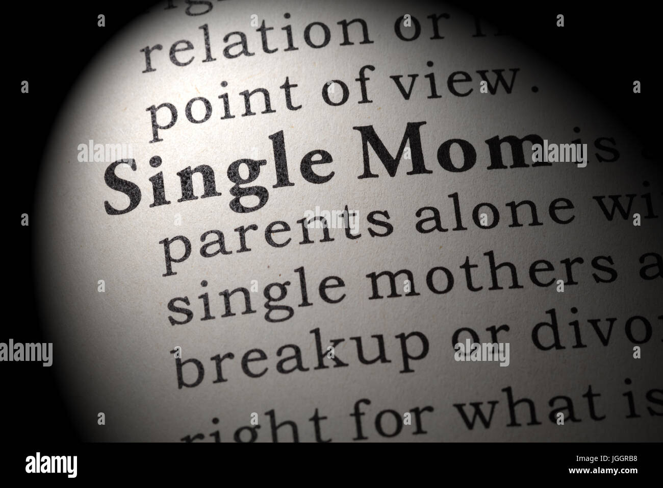 Gefälschte Wörterbuch, Wörterbuch-Definition des Wortes allein erziehende Mutter. einschließlich der wichtigsten beschreibende Wörter. Stockfoto