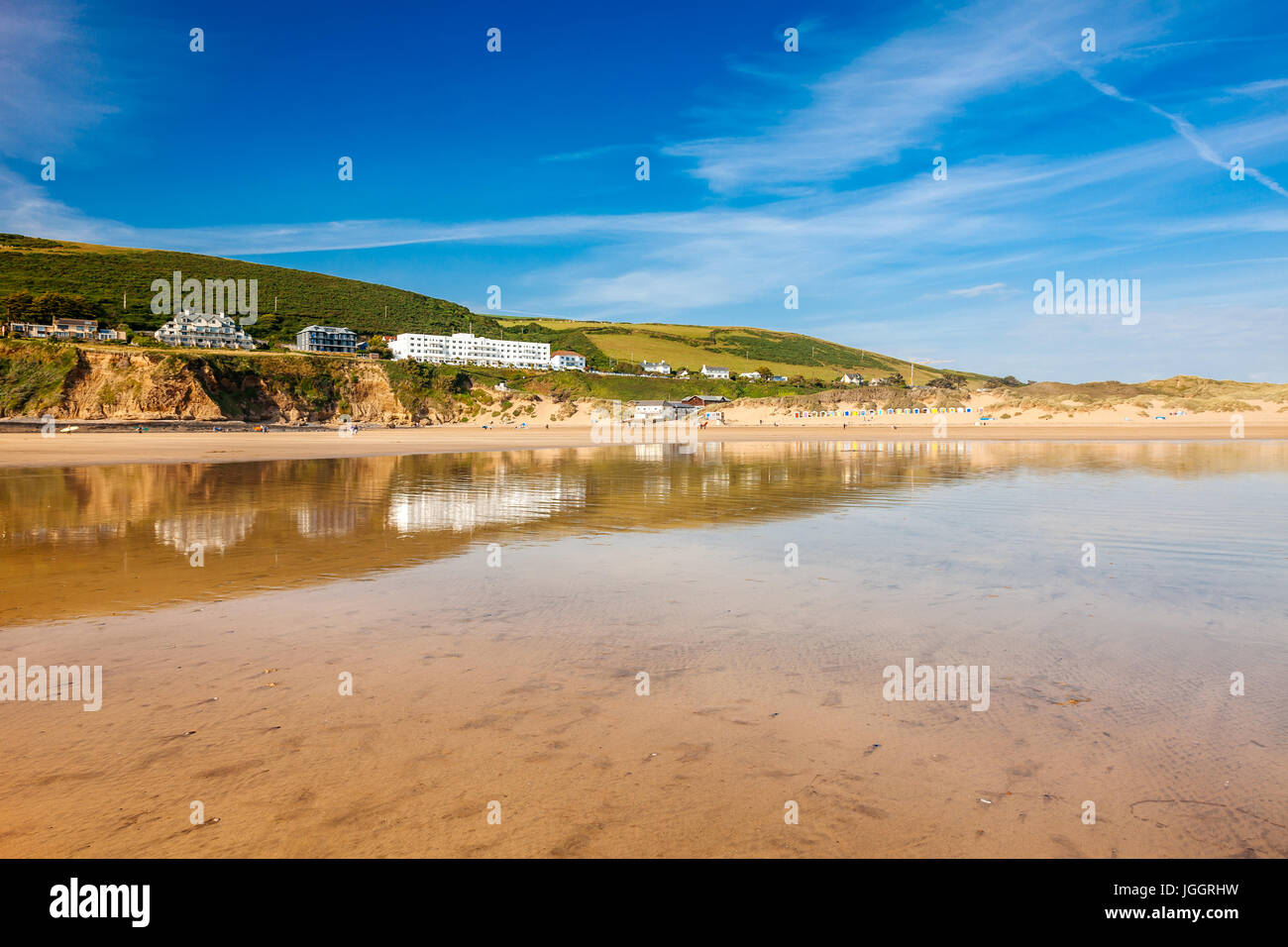 Reflexionen über Saunton Sands Devon England UK Europa Stockfoto