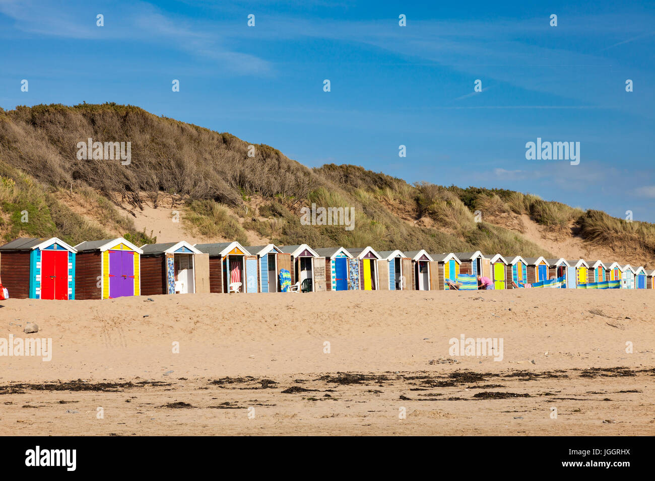 Strandhütten auf Saunton Sands Devon England UK Europa Stockfoto