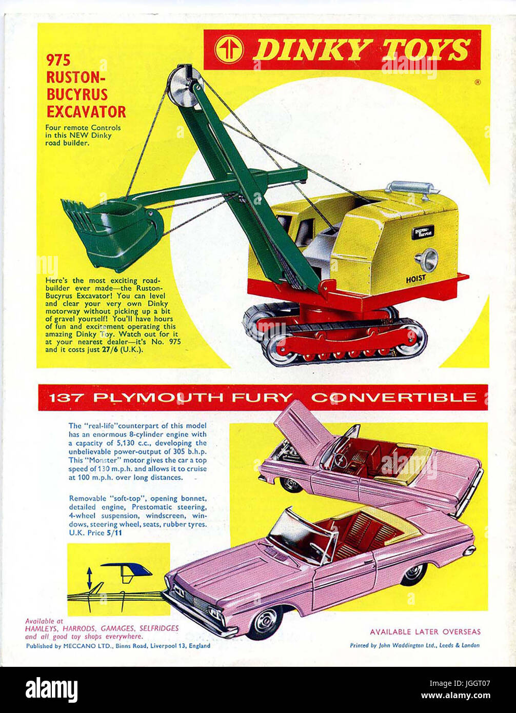 Meccano Magazin - Volle Seite Farbe Dinky Toy anzeigen - 1963 - Realistische Spielzeug im Wettbewerb mit Corgi Modelle, die zunehmend an Popularität. Stockfoto