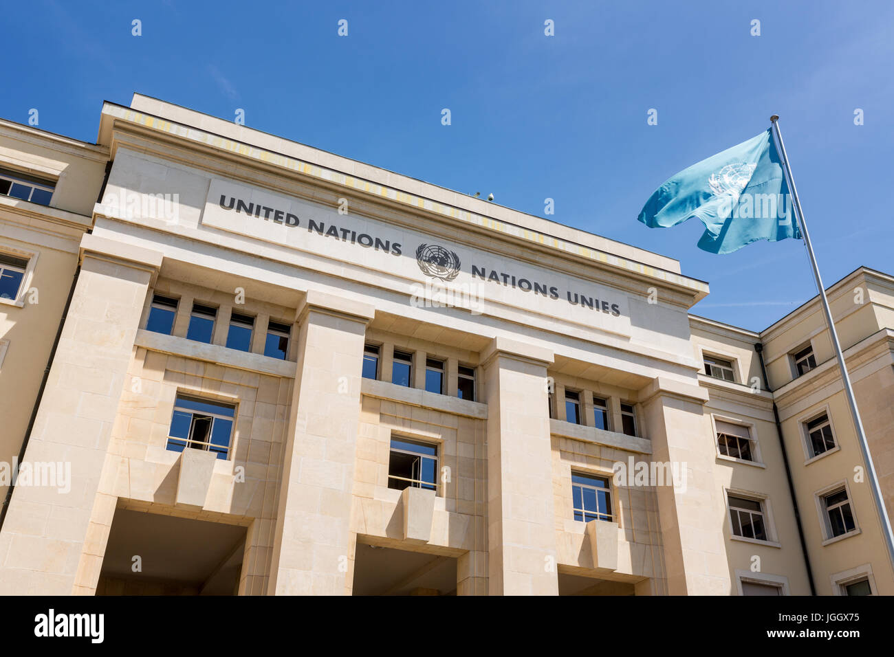 Vereinte Nationen, UN, Palais des Nations, Genf, Schweiz, Europa Stockfoto