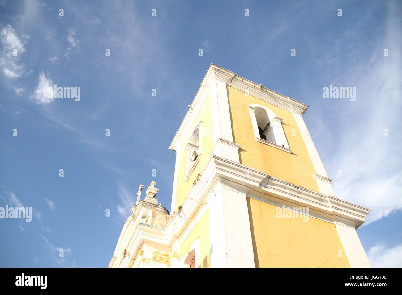 Kirche Sao Thome, Square Baron Alfenas, 2016, Center, City, São Tomé Das Letras, Minas Gerais, Brasilien. Stockfoto