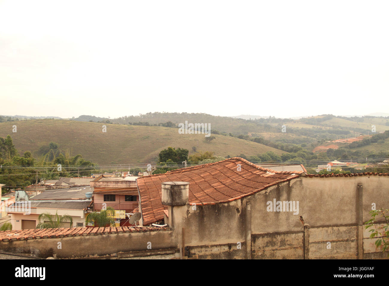 Dächer, Häuser, 2016, Stadt, Bom Sucesso, Minas Gerais, Brasilien. Stockfoto