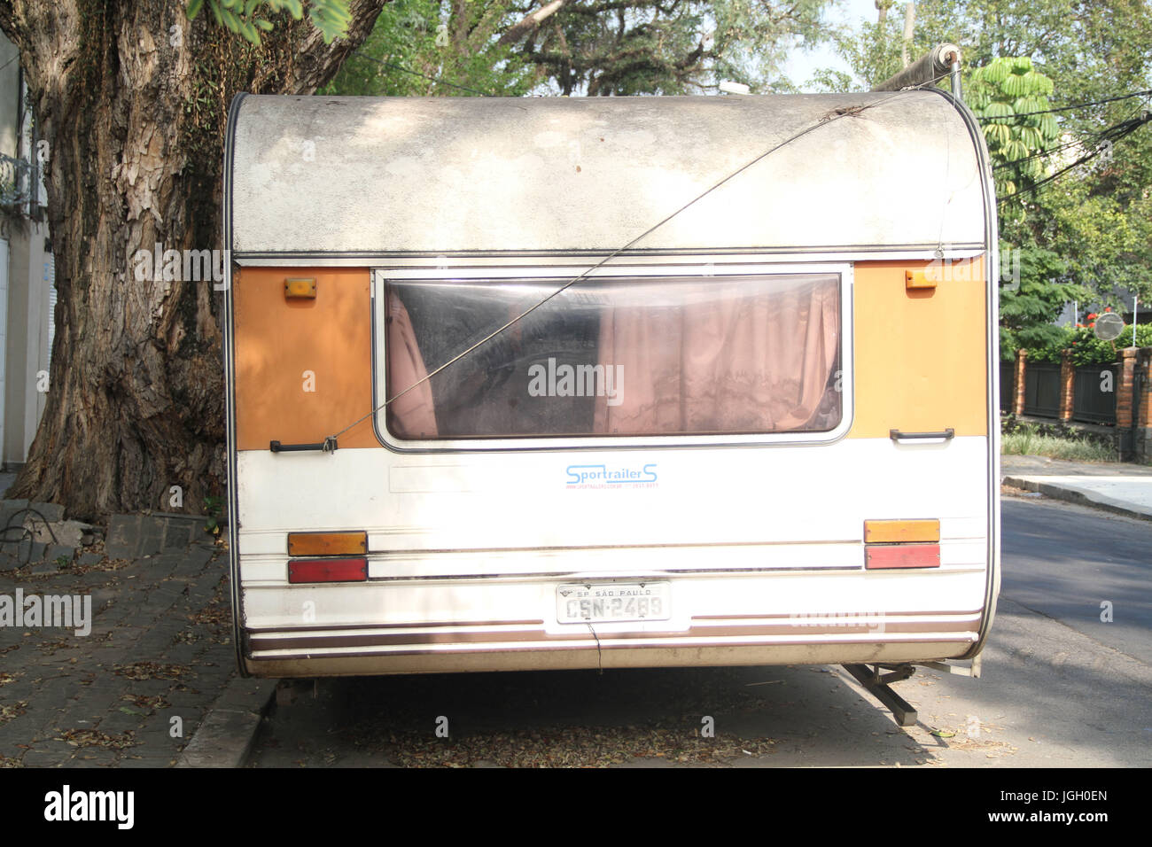 Anhänger, Wohnmobil, 2016, Hauptstadt, São Paulo, Brasilien. Stockfoto
