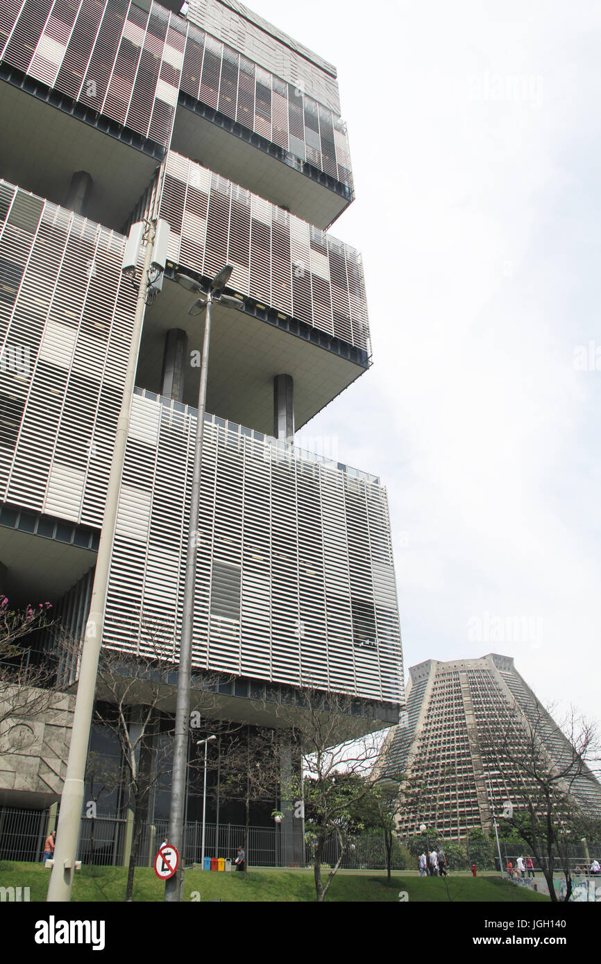 Fassade, Gebäude, Petrobras, 2016, Center, City, Rio De Janeiro, Brasilien. Stockfoto