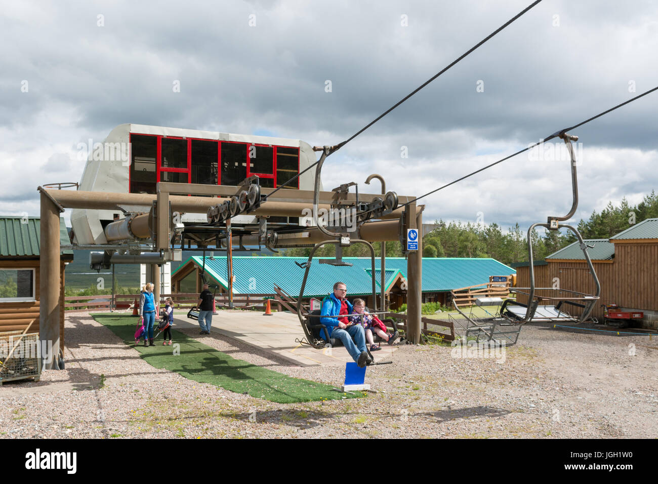 Glencoe Mountain Resort Sesselbahn im Sommer, Glencoe, Scottand, UK Stockfoto
