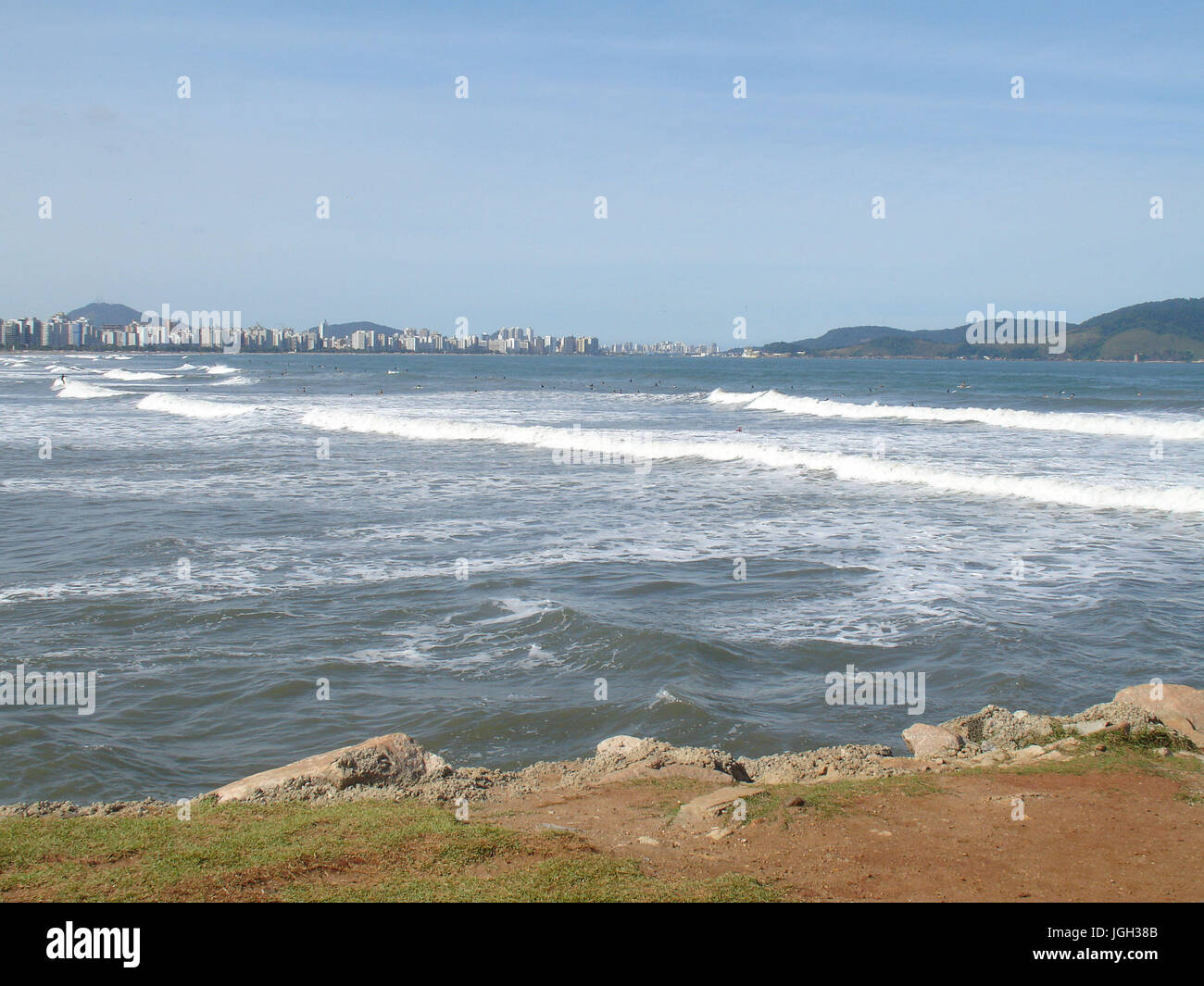 Zeigen Sie Surfer, Kanal 1, Strand, 2010, Küste, Santos, São Paulo, Brasilien. Stockfoto