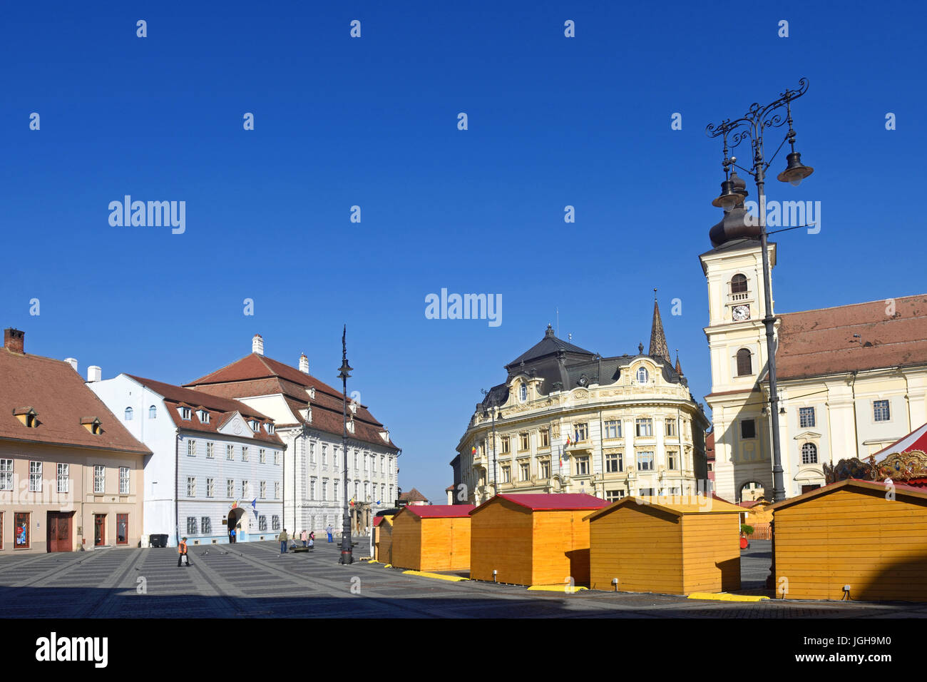 Brukenthal-Palast, das Rathaus, katholische Garnisonskirche, am großen Ring, Piata Mare, Sibiu, Rumänien Stockfoto