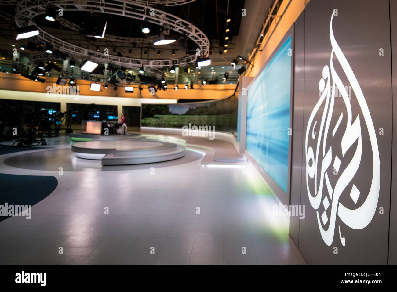 Al Jazeera newsroom in Doha, Katar Stockfoto