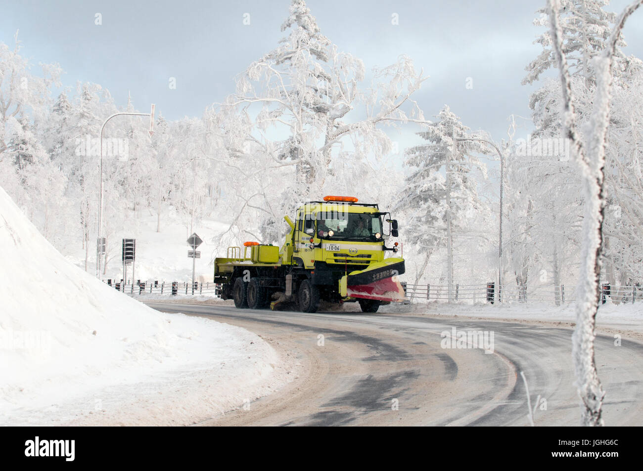 Schneepflug, Hokkaido, Japan, 2017 Stockfoto