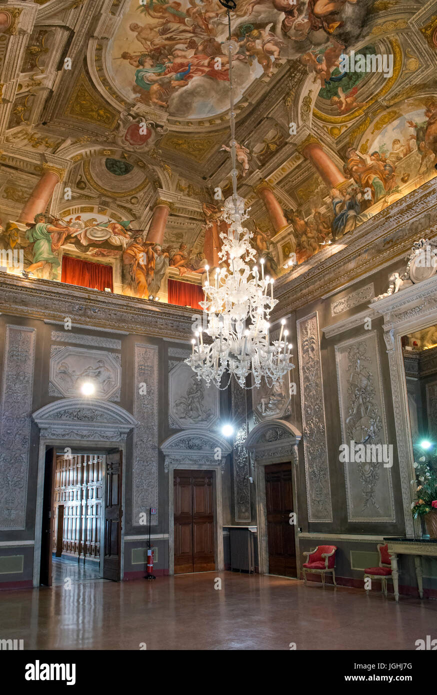 Palazzo Pantale Spinola Palace, bemalte Decke, Rolli Paläste, via Garibaldi Straße, Genua, Ligurien, Italien, Europa Stockfoto