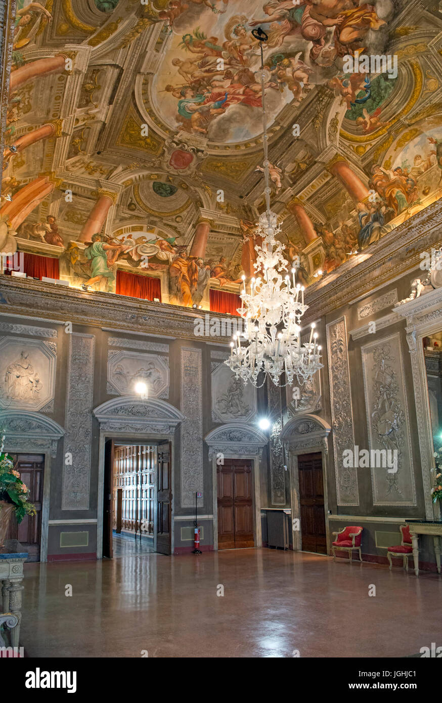 Palazzo Pantale Spinola Palace, bemalte Decke, Rolli Paläste, via Garibaldi Straße, Genua, Ligurien, Italien, Europa Stockfoto