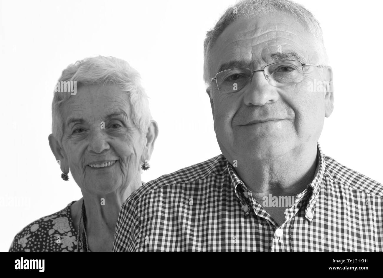 Porträt von ein paar Senior auf weiß Stockfoto