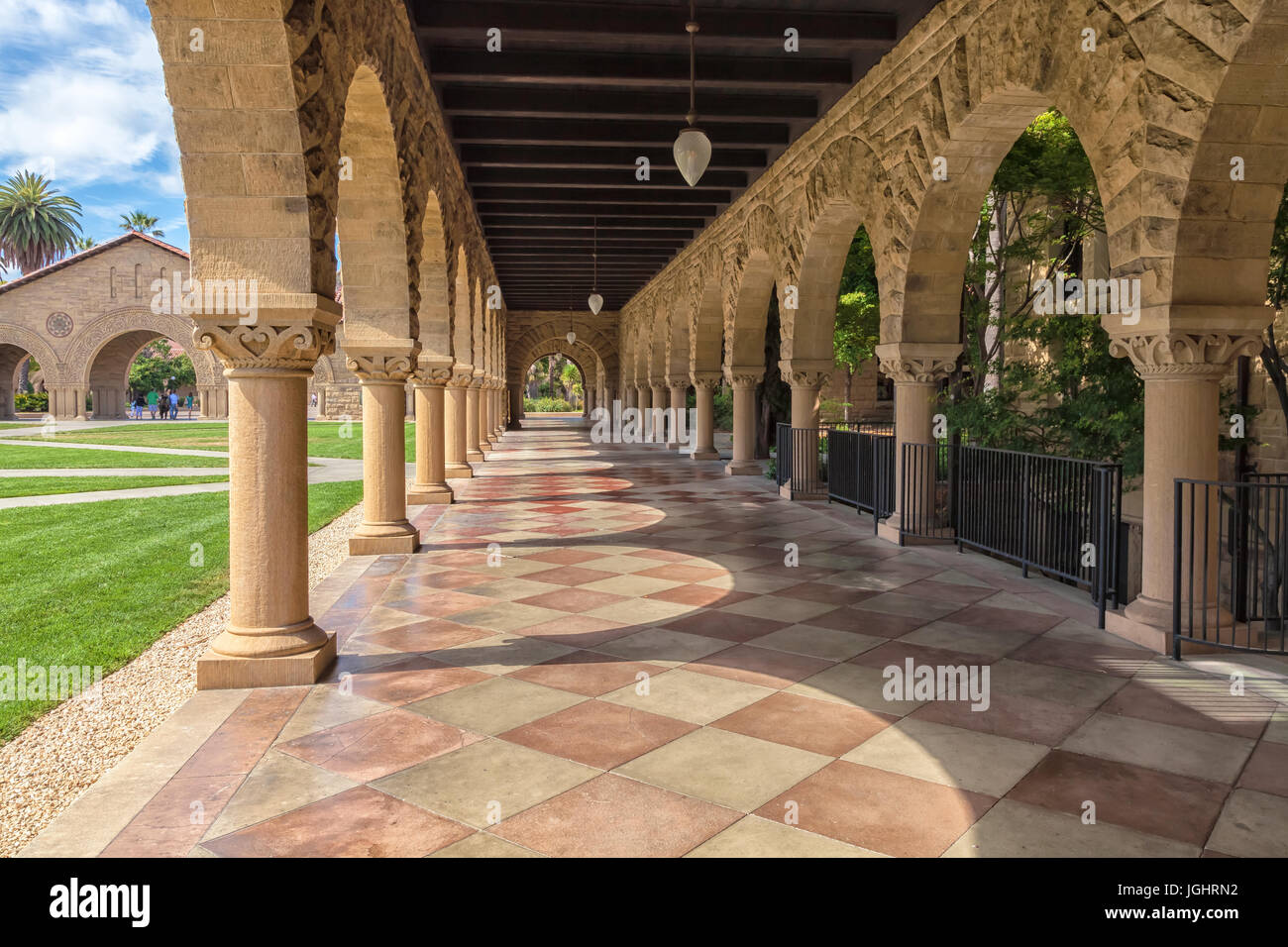 Die Architekturen des Campus der Stanford Universität in Palo Alto, Kalifornien, USA Stockfoto