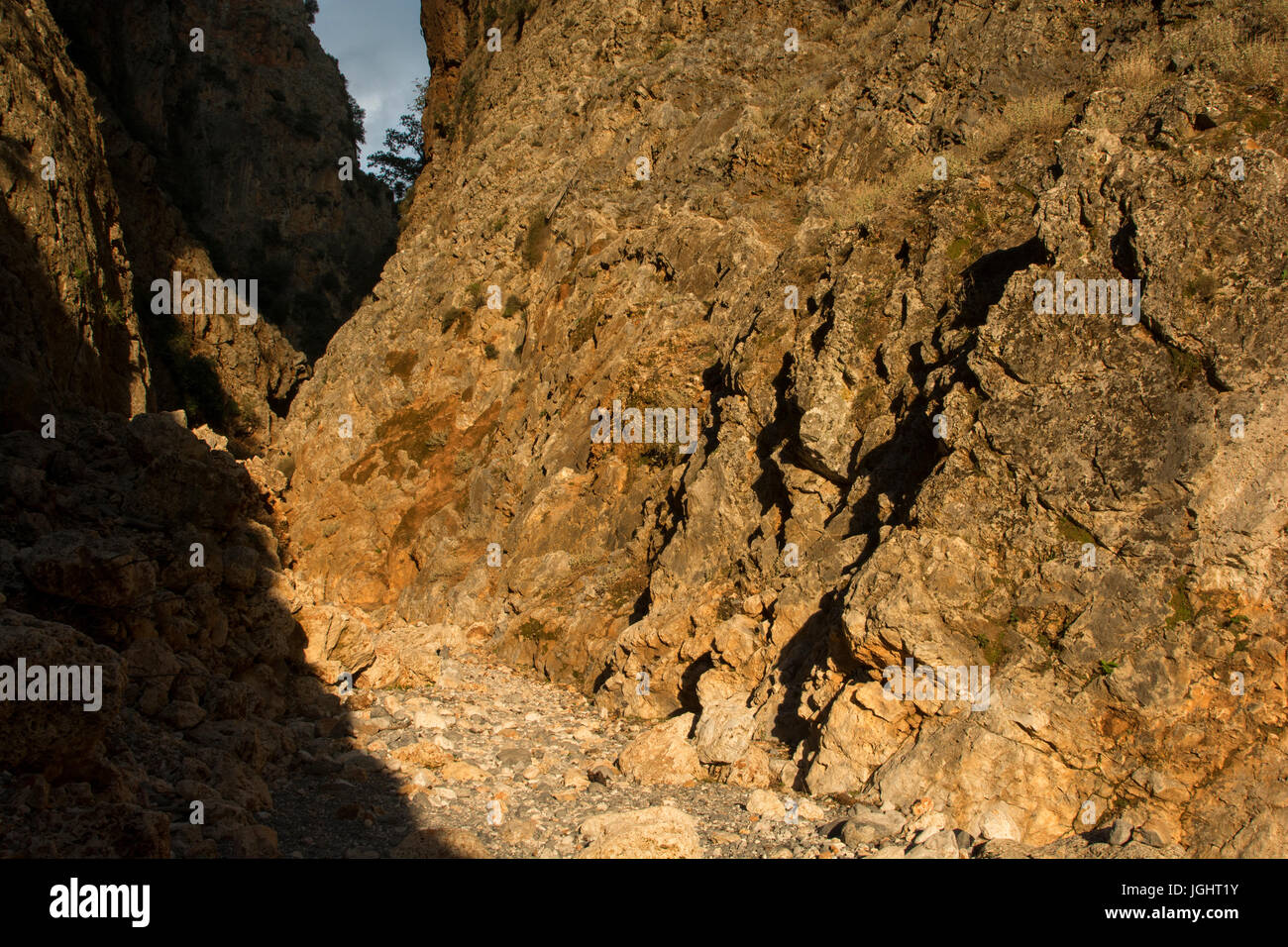 Aradena-Schlucht ist eine tiefe Kalkstein-Schlucht läuft aus der Lefka Ori oder weißen Berge bis in den Süden Kretas. Heutzutage ist es eine beliebte Wanderung Stockfoto