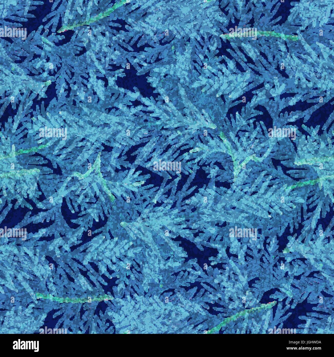 Blatt farbige nahtloses Muster, blaue Blätter silhouette Stock Vektor