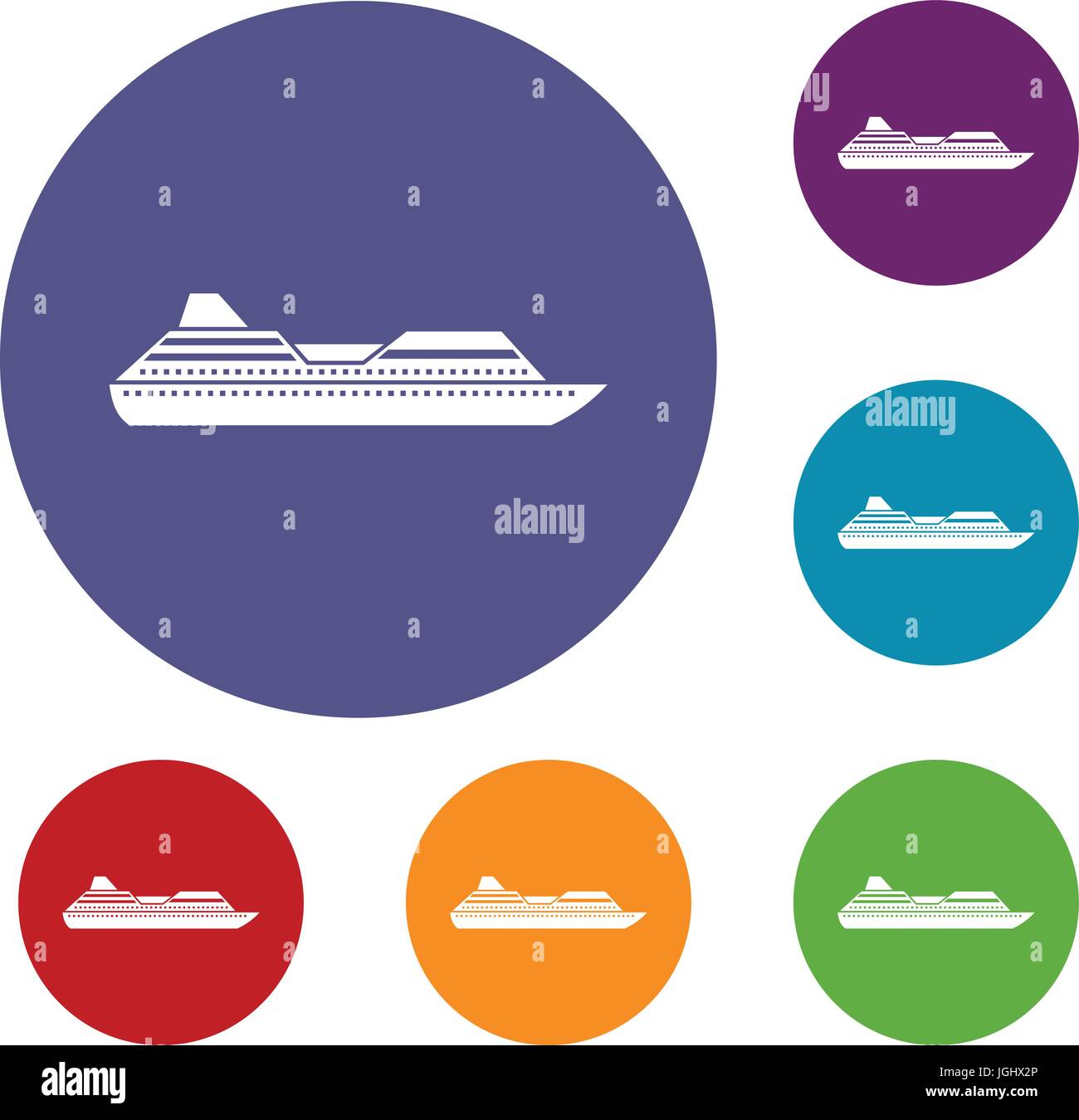 Cruise Liner Icons set Stock Vektor