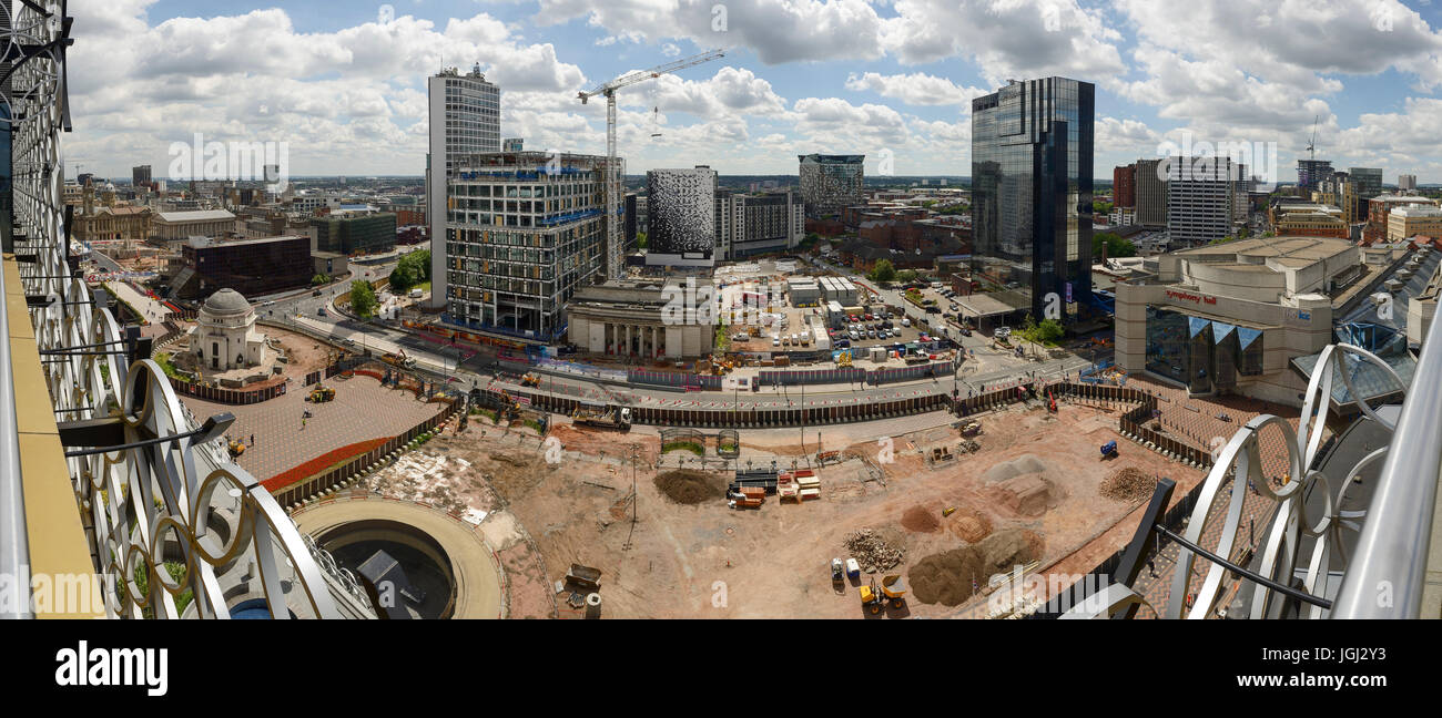Panorama Skyline von Birmingham City Centre und Centenary Square aus der Library of Birmingham UK Gebäude Stockfoto