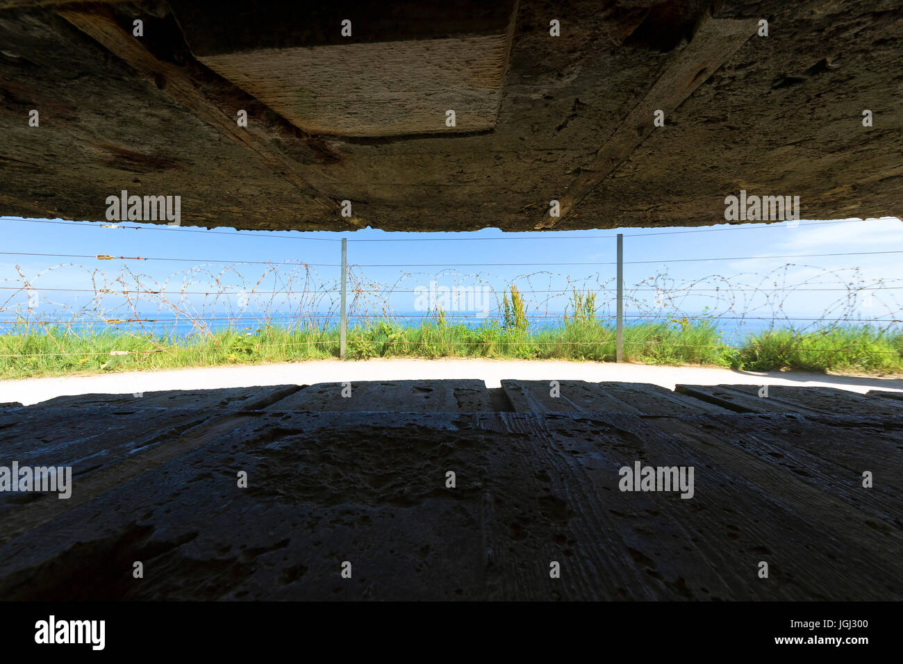 In den deutschen Bunker in Pointe du Hoc, Normandie, Frankreich. Stockfoto