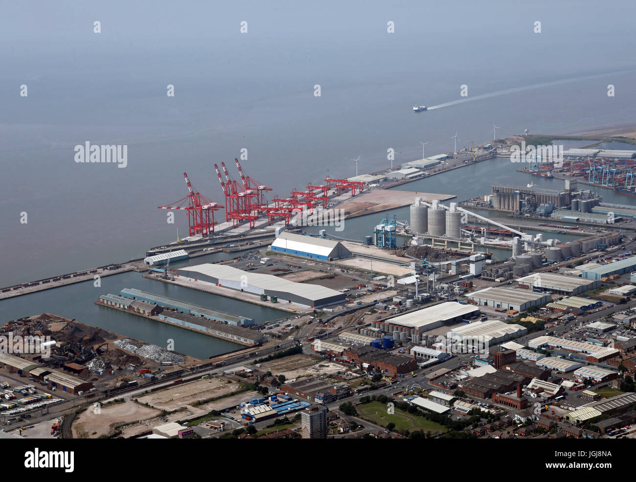 Luftaufnahme der Seaforth Docks in Liverpool, Großbritannien Stockfoto