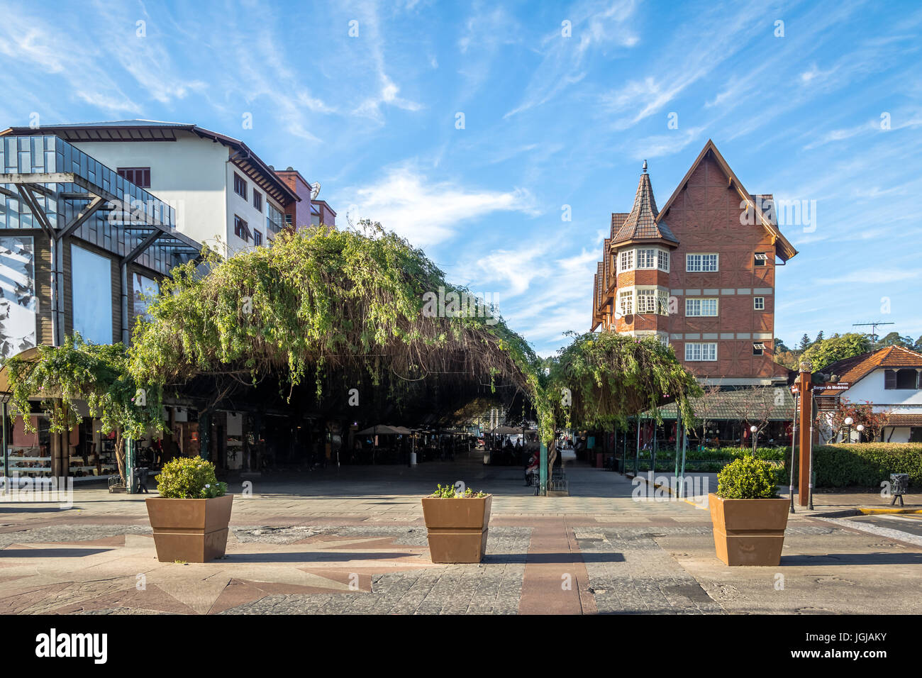 Eintritt in die überdachte Strasse - Gramado, Rio Grande do Sul, Brasilien Stockfoto