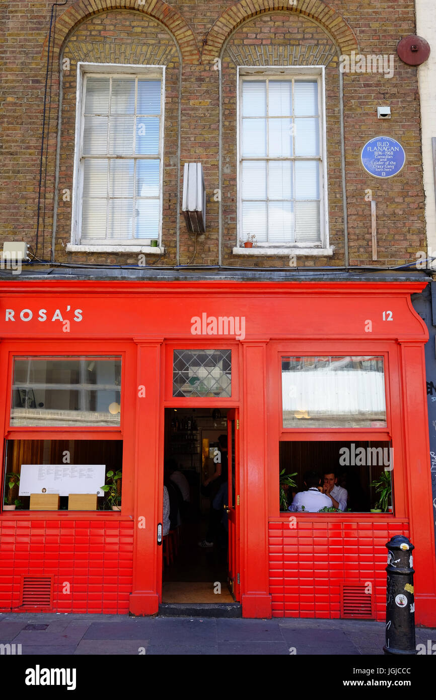 Rosas Thai Café in der Hanbury Street, Spitalfields im Londoner East End, eine trendige, lässige Ess-Ziel. Stockfoto