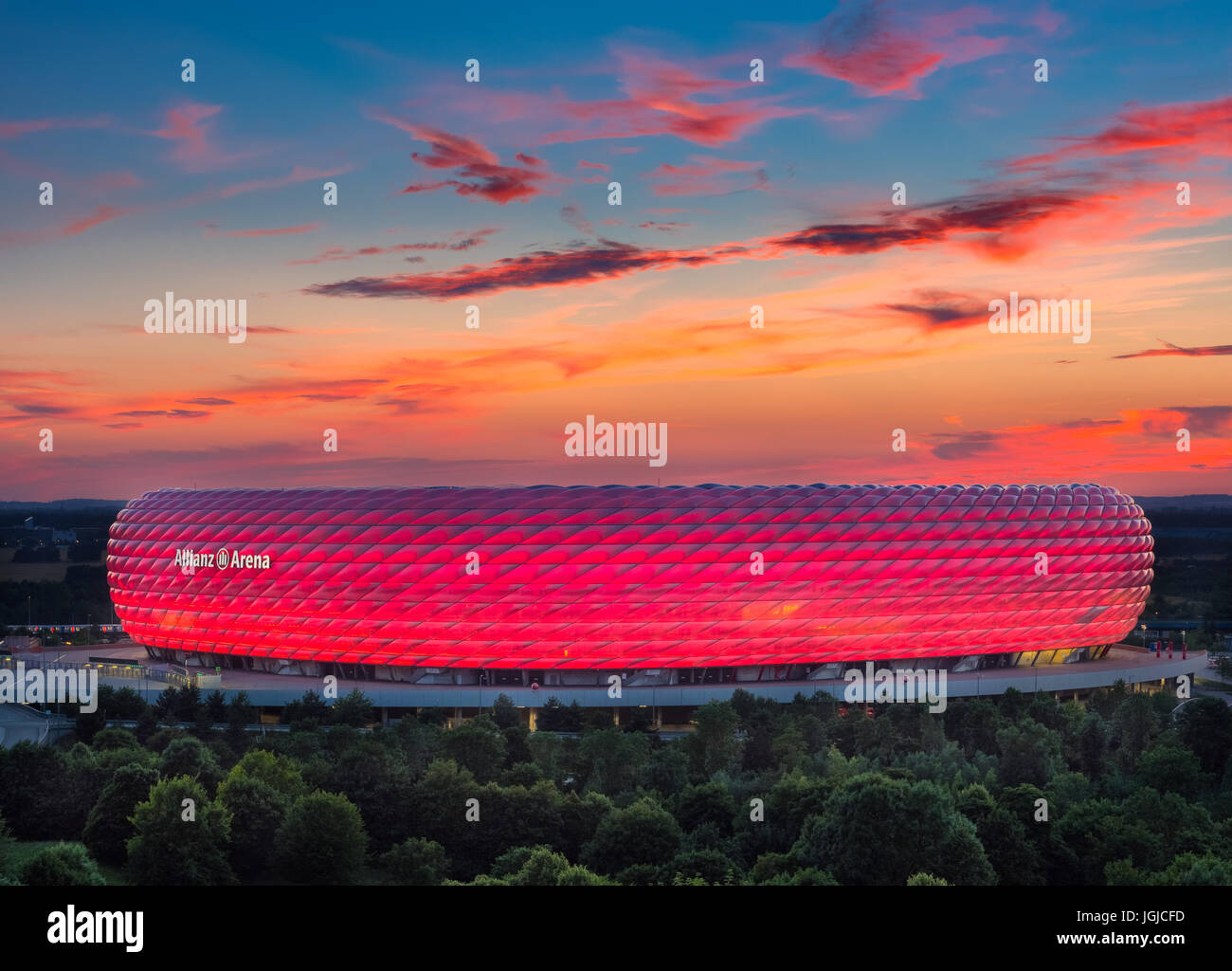 Berühmte Fußballstadion Allianz Arena in München, Bayern, Deutschland, Europa Stockfoto