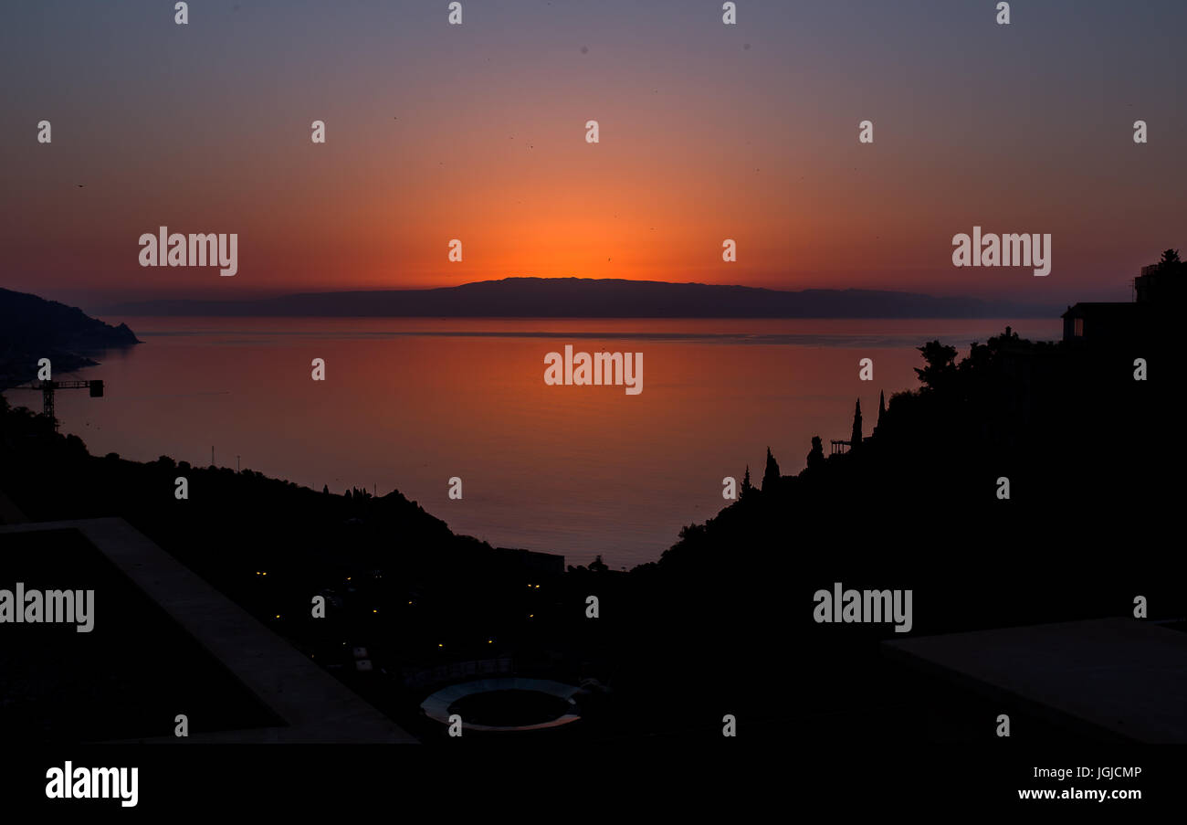 Sunrise Taormina Sizilien Stockfoto