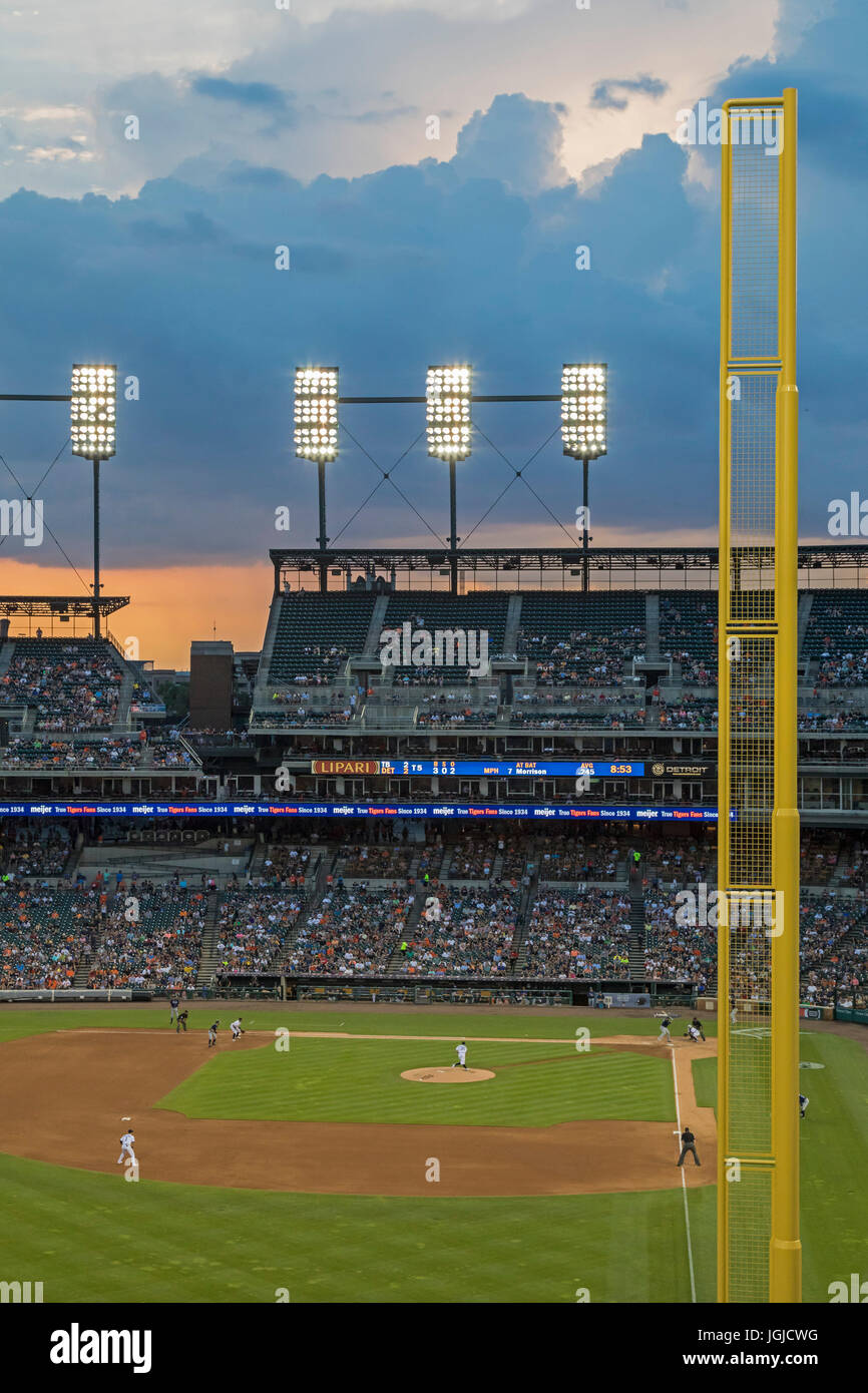 Detroit, Michigan - spielen den Detroit Tigers im Comerica Park die Tampa Bay Rays. Stockfoto