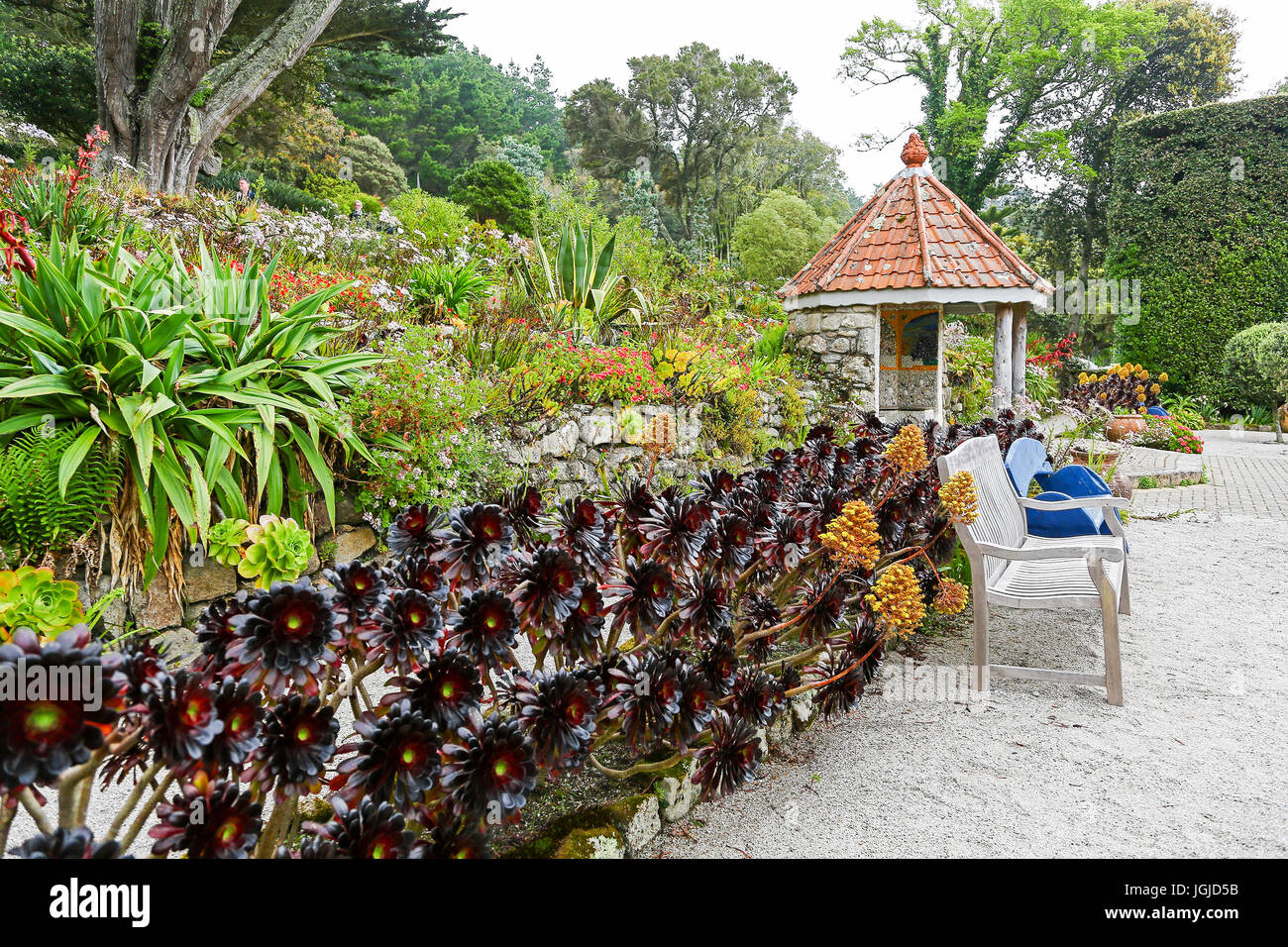 Das Shell-Haus, entworfen von Lucy Dorrien-Smith in Tresco Abbey Gardens, Tresco Insel, Isles of Scilly, England, Vereinigtes Königreich. Stockfoto