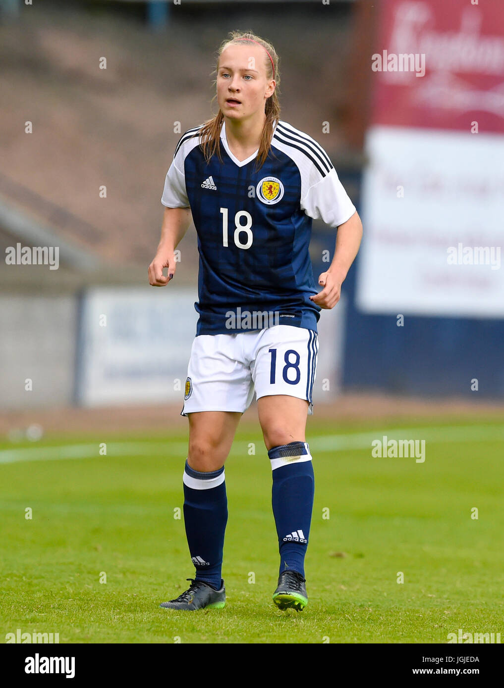 Schottlands Rachel McLauchlan während der International Challenge Match bei Starks Park, Kirkcaldy. PRESSEVERBAND Foto. Bild Datum: Freitag, 7. Juli 2017. Vgl. PA Geschichte Fußball Schottland Frauen. Bildnachweis sollte lauten: Ian Rutherford/PA Wire. Einschränkungen: Verwendung Beschränkungen unterworfen. Nur zur redaktionellen Verwendung. Gewerbliche Nutzung nur mit vorheriger schriftlicher Zustimmung des Scottish FA. Stockfoto