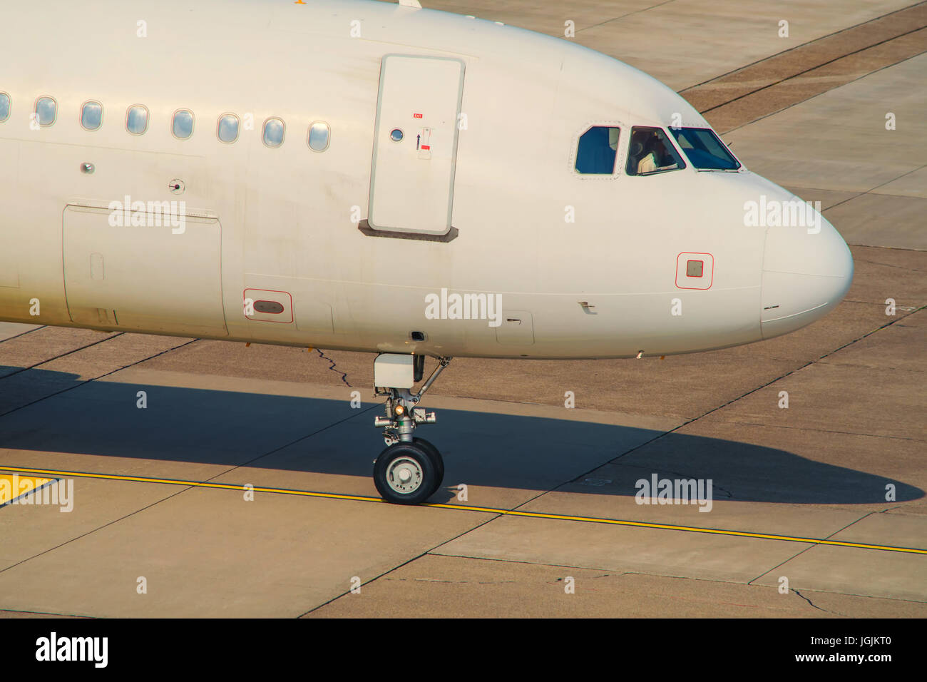 Passagierflugzeug Starter-Zertifikat warten. Stockfoto