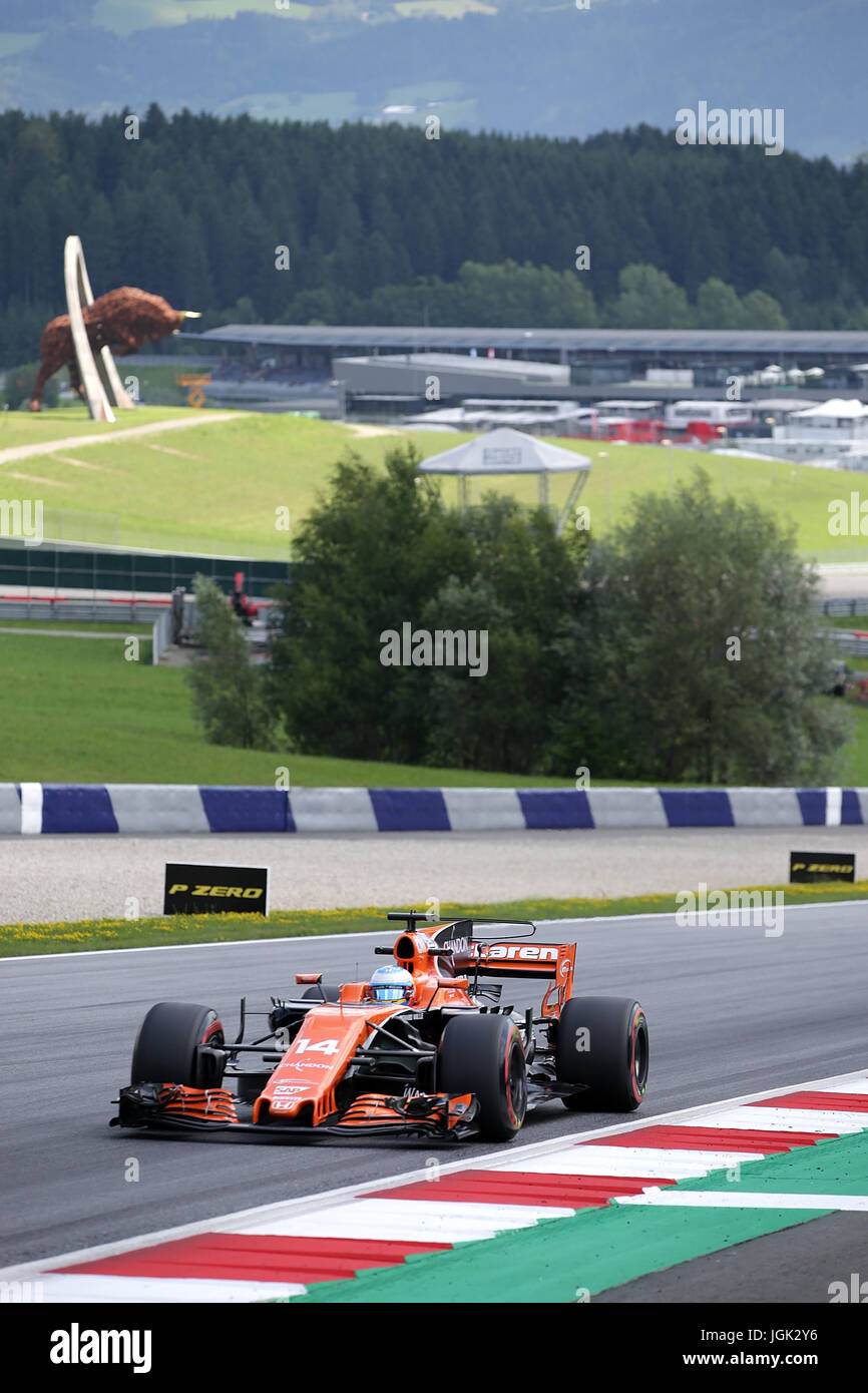 07.07.2017, red-bull-ring, Spielberg, Formel 1 Großer Preis von Österreich 2017, 06.07. - 09.07.2017, im Bild Fernando Alonso (Spa #14), Mclaren honda Foto: Cronos/Hasan bratic Stockfoto