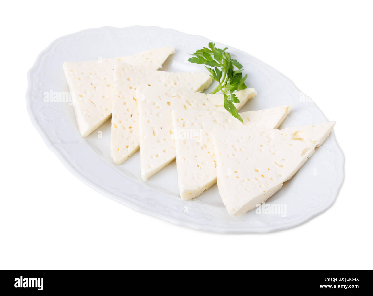 Georgische hausgemachten Weichkäse. Isoliert auf weißem Hintergrund. Stockfoto