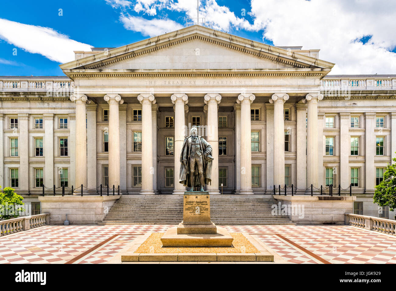 Das Treasury Building in Washington D.C. Dieses öffentliche Gebäude ist ein National Historic Landmark und das Hauptquartier des US-Department of die Treasur Stockfoto