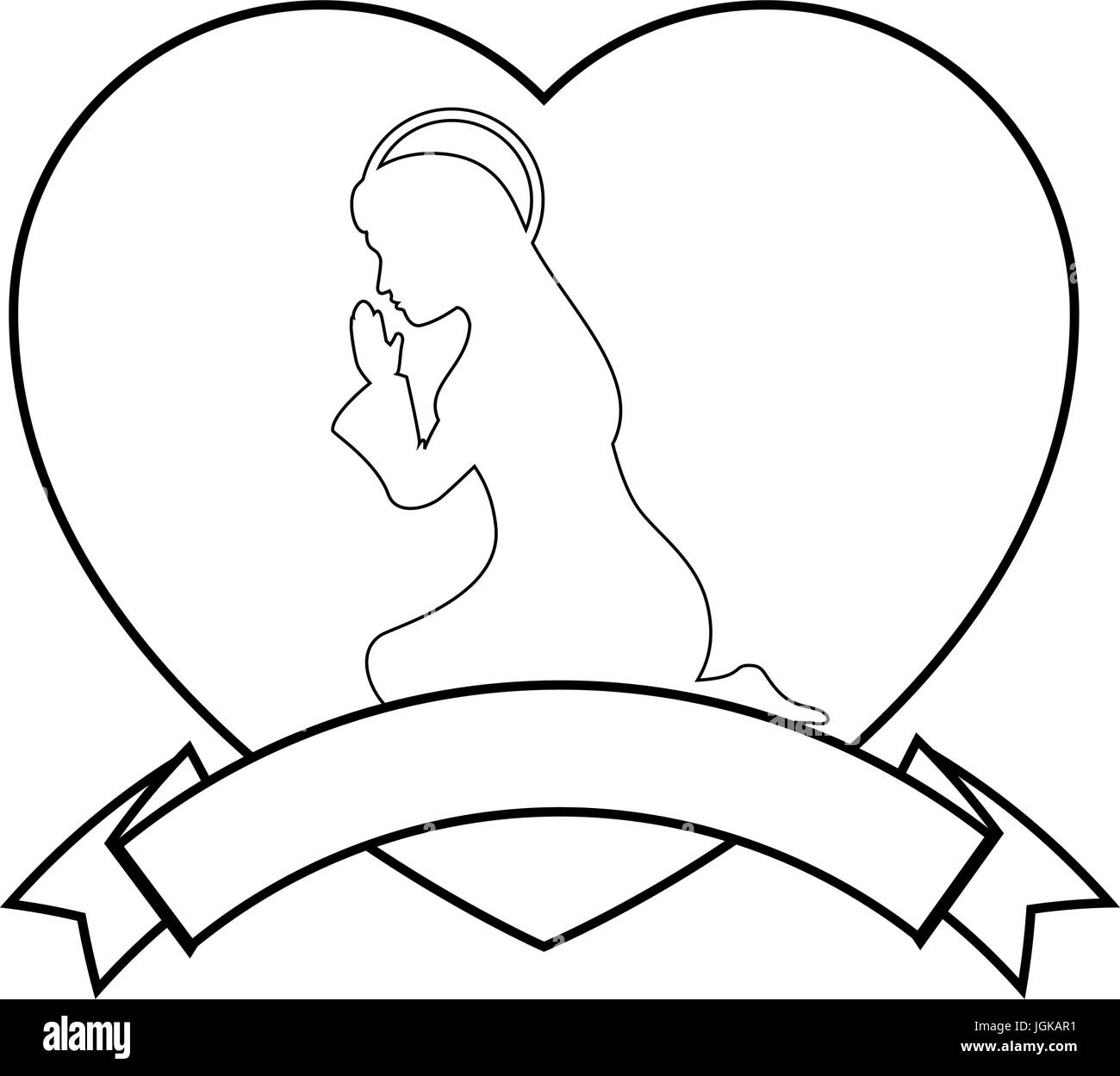 Jungfrau Maria Cartoon Ikone Vektor Illustration Grafik-design Stock Vektor