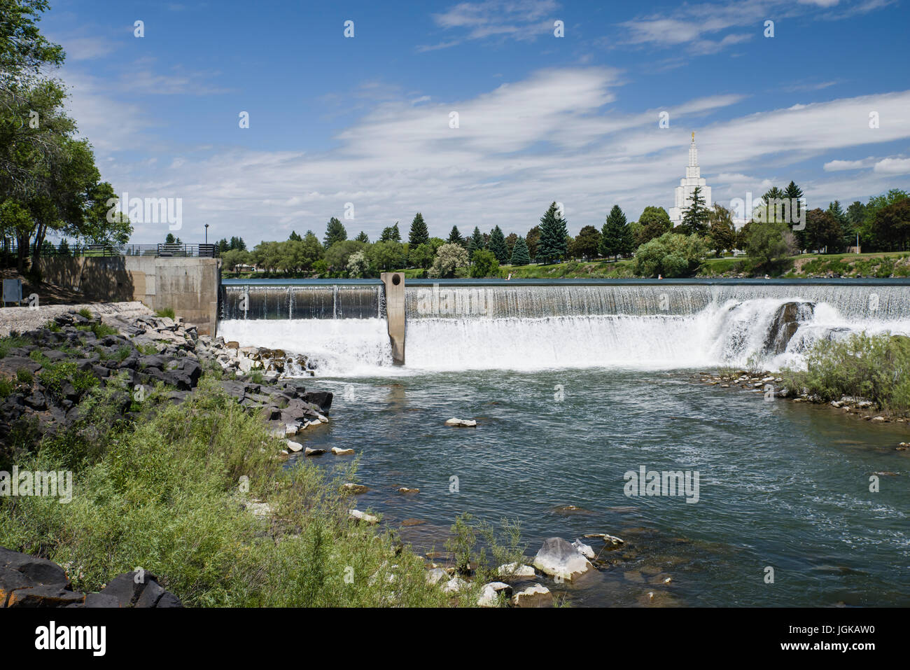 Snake River dam und Wasserkraft Reservoir am Snake River. Idaho Falls, Idaho Stockfoto