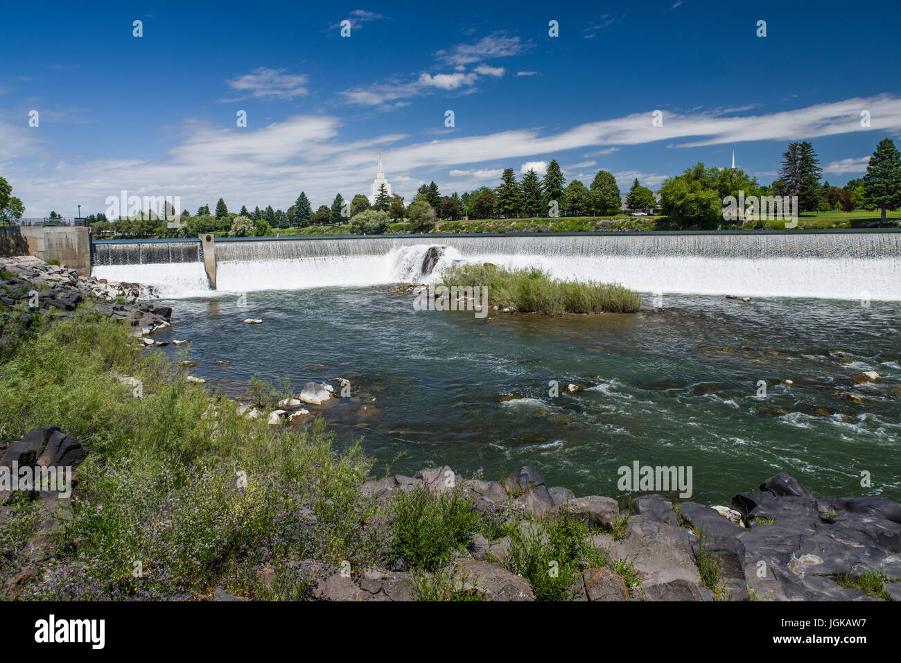 Snake River dam und Wasserkraft Reservoir am Snake River. Idaho Falls, Idaho Stockfoto