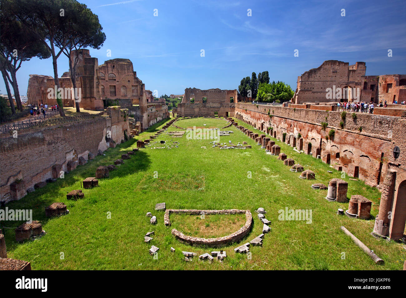 Das Stadion des Domitian (Stadio di Domiziano) oder "Zirkus Agonalis" auf Palatin (Palatin), Rom, Italien. Stockfoto