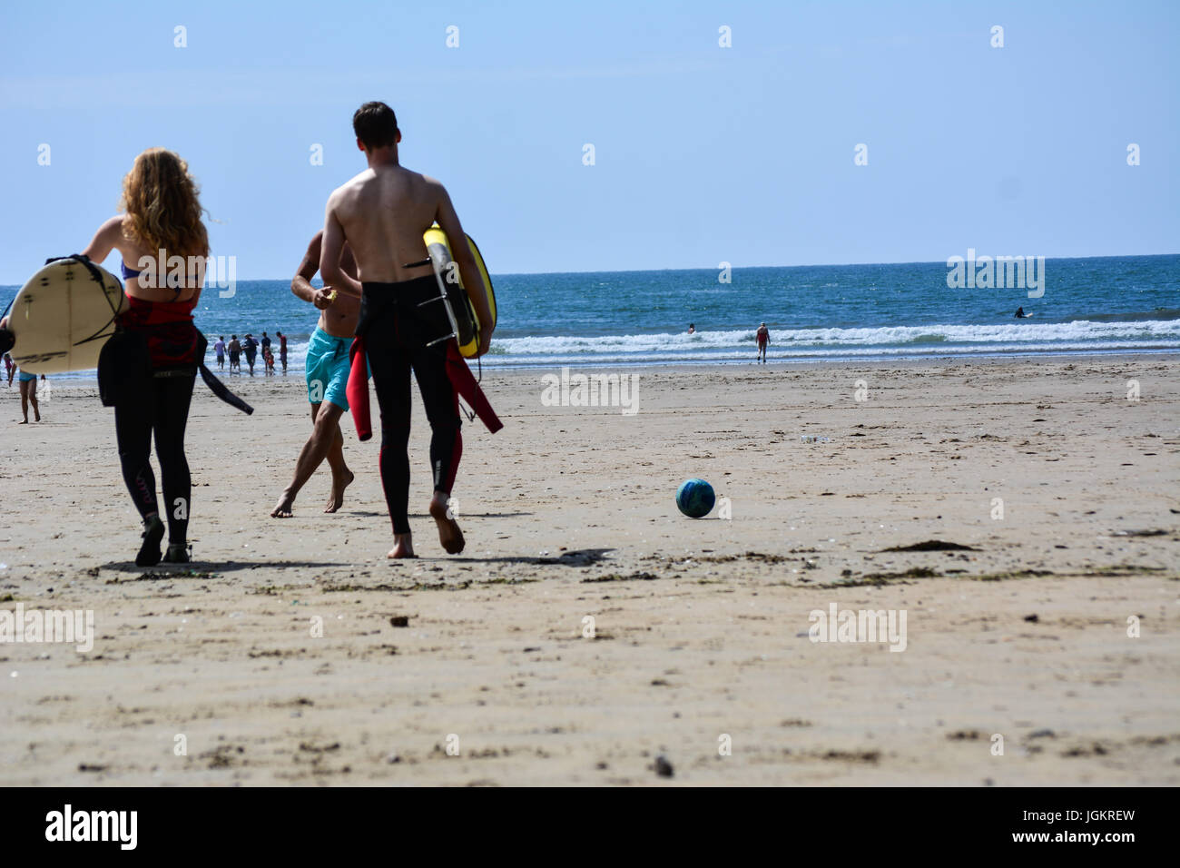 belebten Strand in Rhossili Bay, Wales, UK Stockfoto