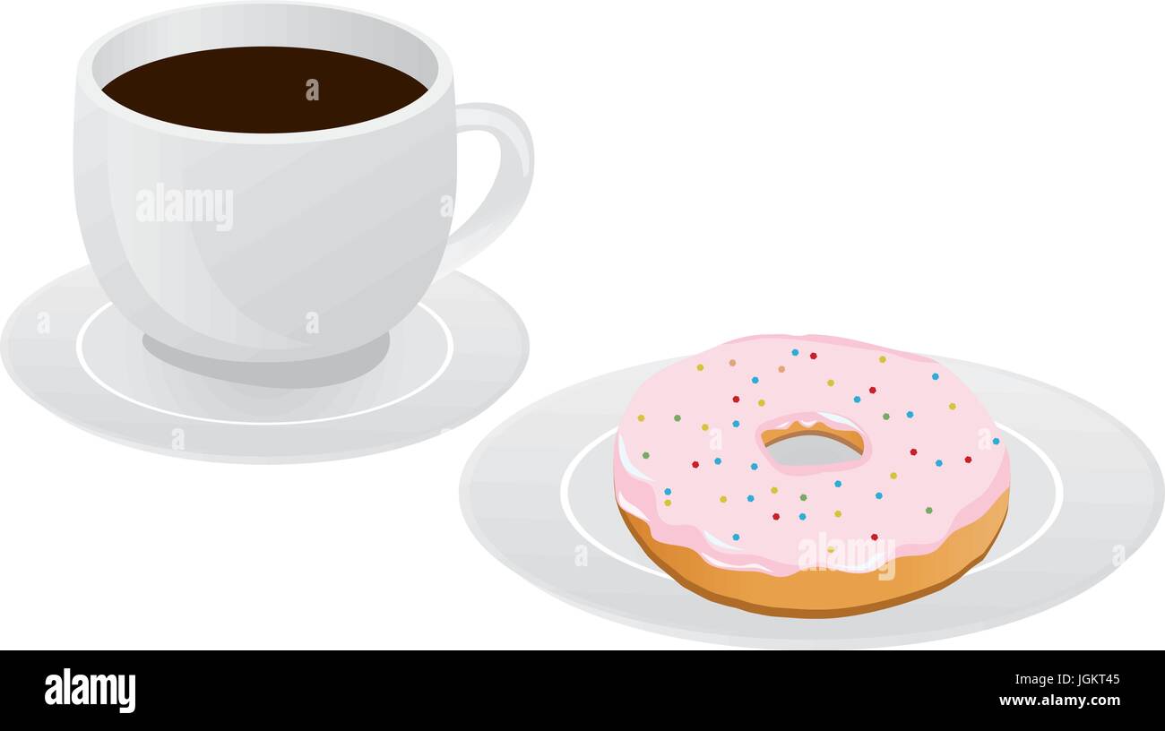 Vektor-Illustration der Tasse Kaffee und Donuts nicht die Platte Stock Vektor