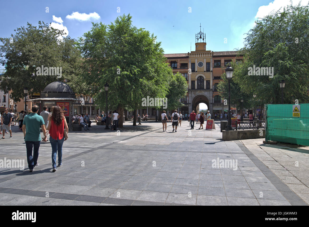 Plaza de Zocodover, Toledo, Castilla La Mancha, Spanien. Juli 2017 Stockfoto